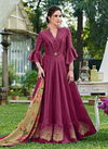 Purple Colour Latest Fancy Designer Wedding Wear Tabi Silk Digital Print And Heavy Work Stylish Gown Collection 9002